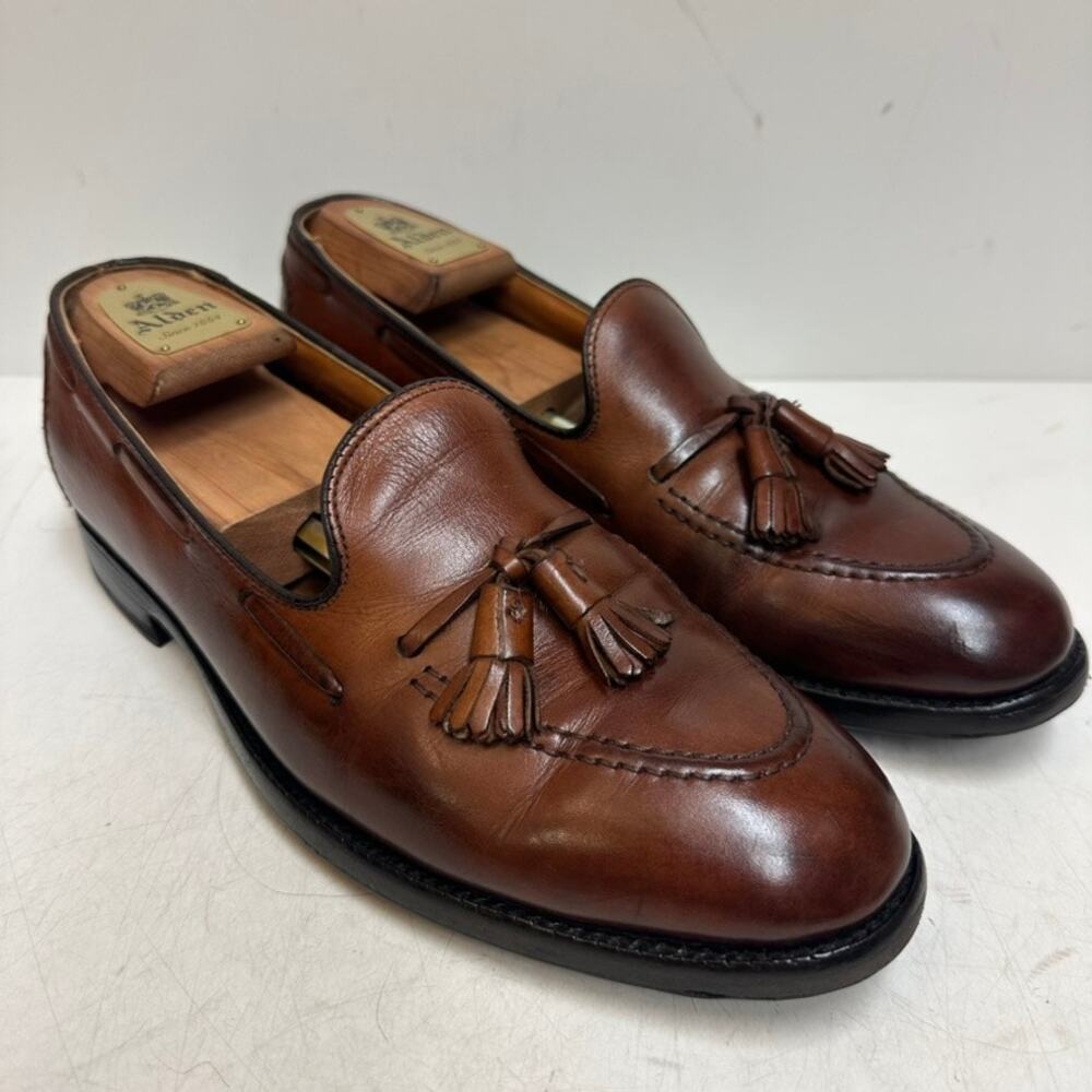 RESOLED Alden 3697F Cognac Calfskin Tassel Loafer Brown Tan Made in USA 10 D